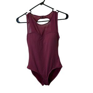 Niptuck Maroon One-Piece Swimsuit With Mesh Detail & Open Back size 4